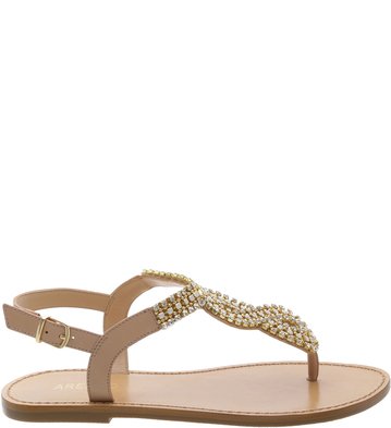 Rasteira Pedraria Nude-Vintage