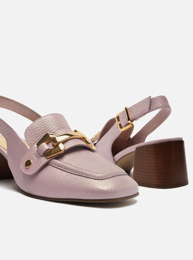 Loafer Rosa Couro Salto Bloco Bridão Switch  com Troca de Bridão