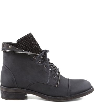 Coturno Couro Boho Dobrável Preto