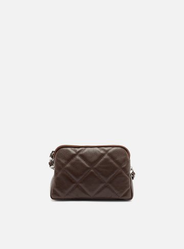 Bolsa Tiracolo Marrom Couro Mizz Pequena Zíper