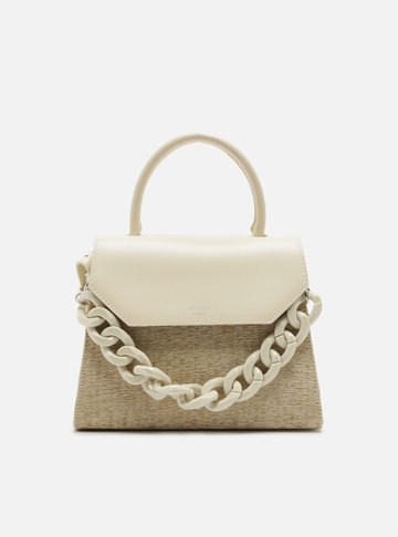 Bolsa Satchel Palha Off-White Iara Média