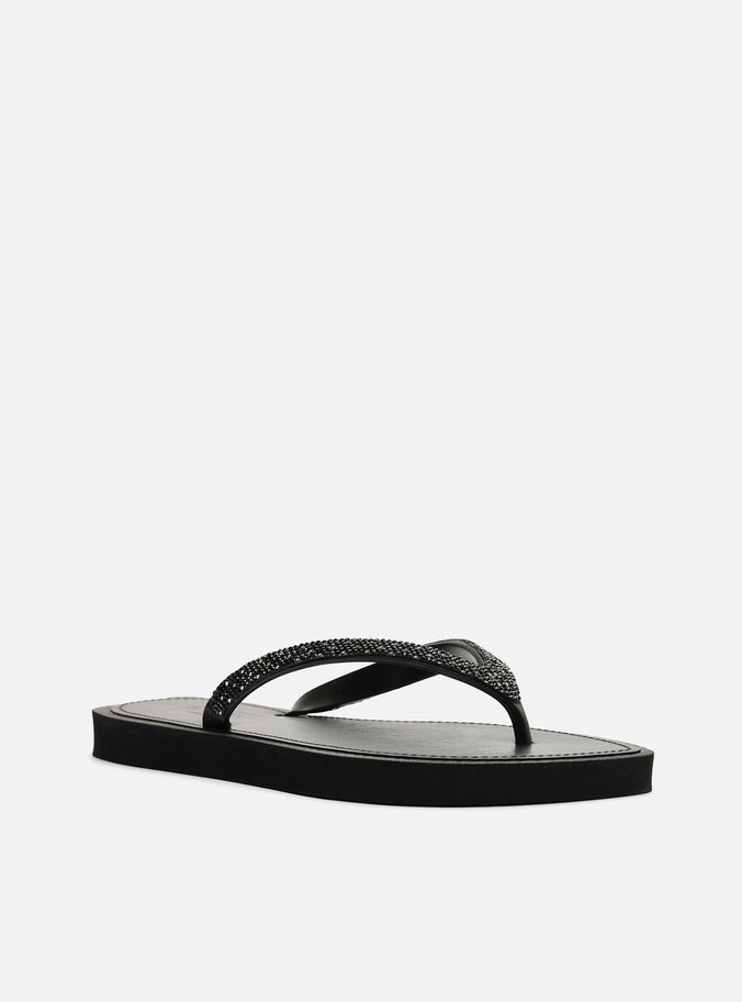Chinelo Preto Brilho Bico Redondo