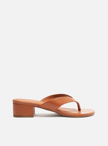 Sandália Marrom Salto Bloco Flip-Flop