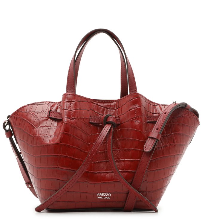 Bolsa Tote Vermelha Croco Manu Média Soft Rubi