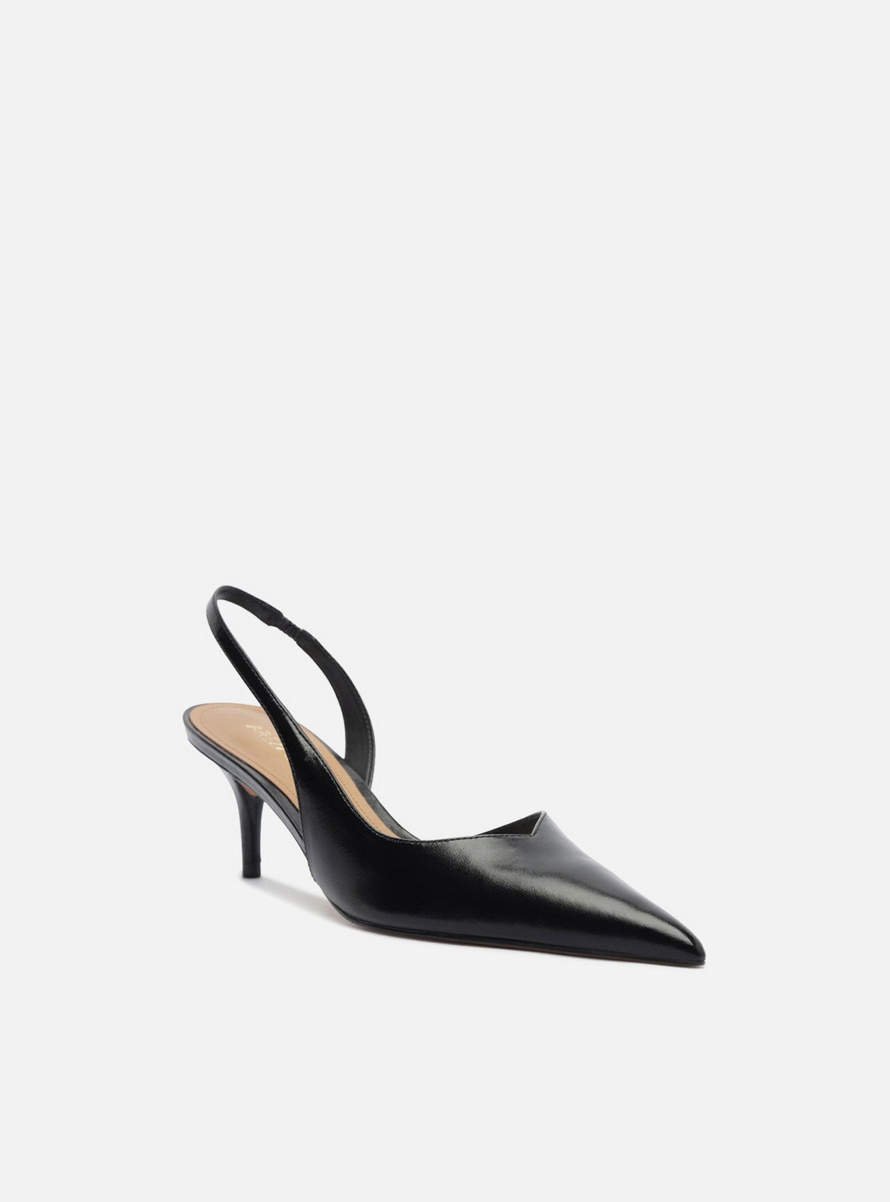 Scarpin Preto Couro Salto Fino Slingback — foto 2