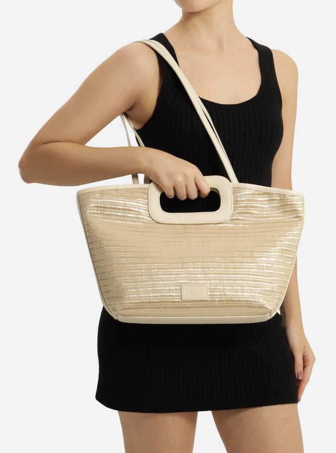 Bolsa Shopping Dourada Palha Grande Livia