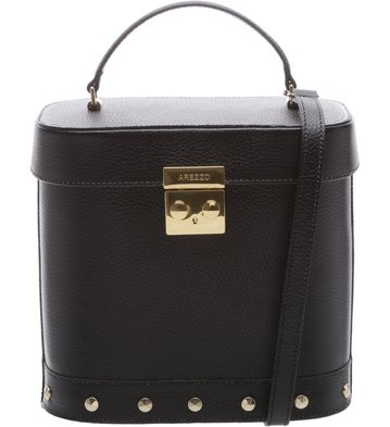 Bolsa Couro Estruturada Média Preto
