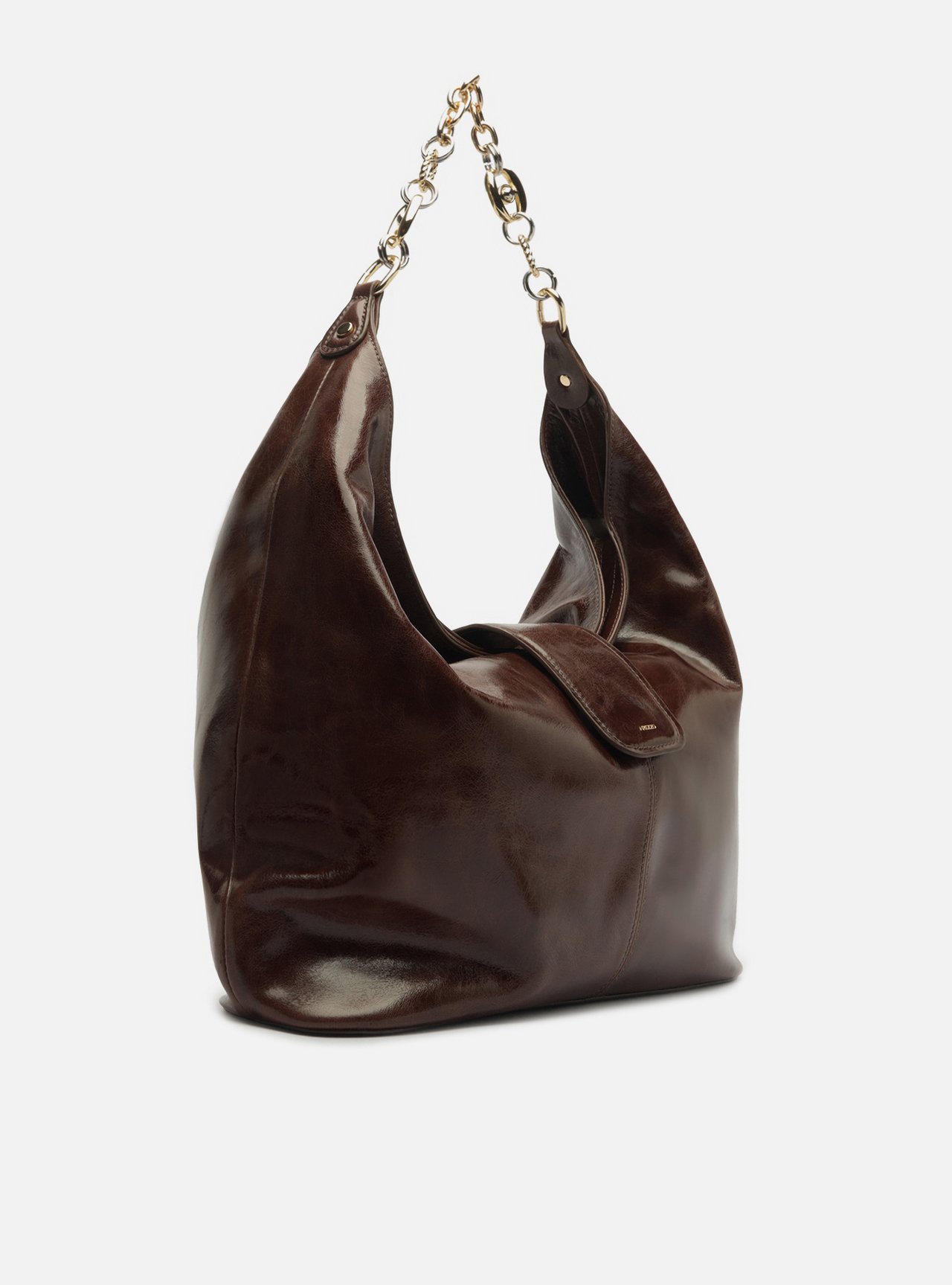 Bolsa Hobo Marrom Couro Grande Corrente Elos — foto 5