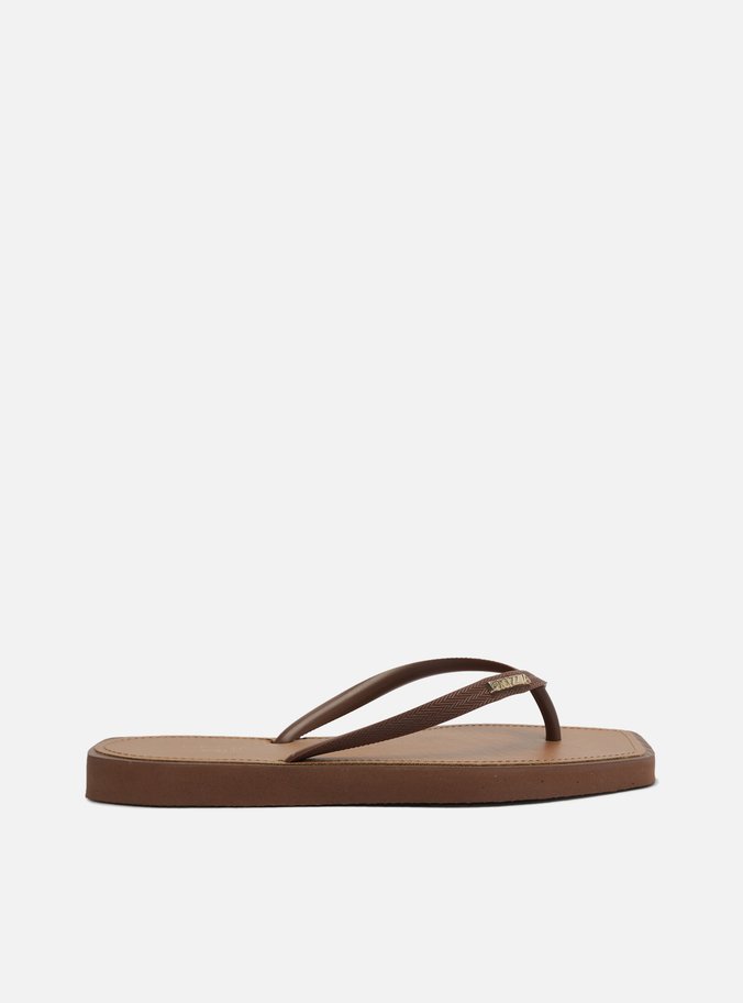 Chinelo de Dedo Marrom Escuro Square Palmilha Marrom