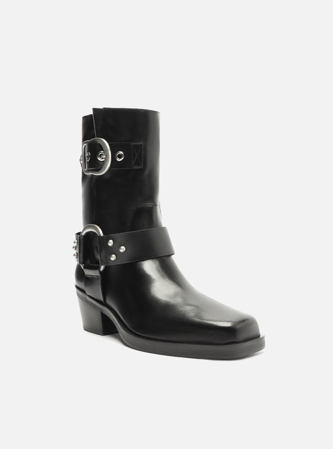 Bota Preta Couro Cano Curto Montaria West