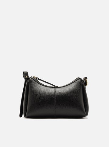 Bolsa Tiracolo Preta Média Texturizada Básica