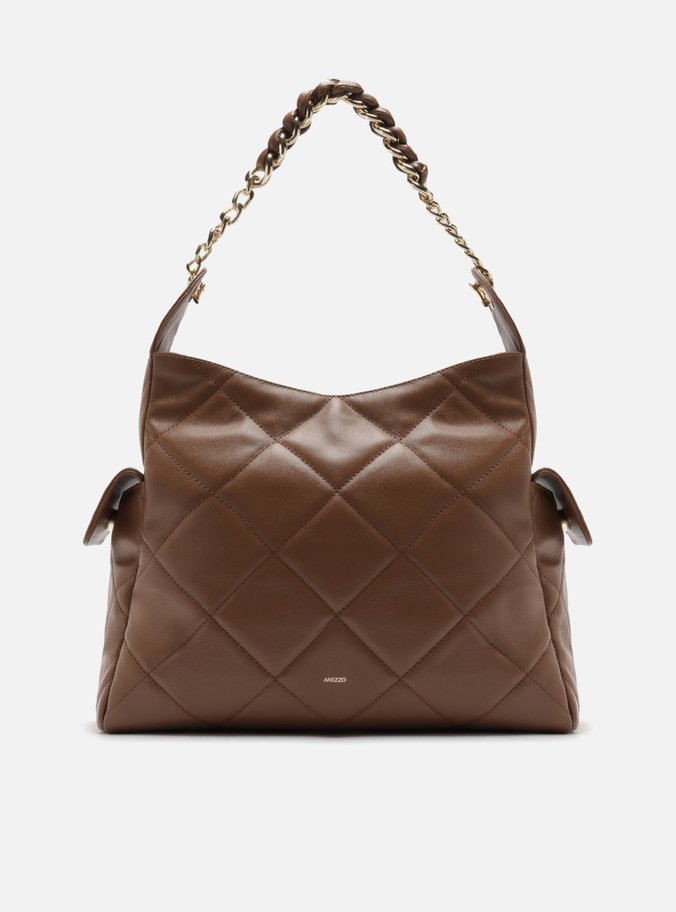 Bolsa Hobo Marrom Couro Matelassê Grande Bolsos