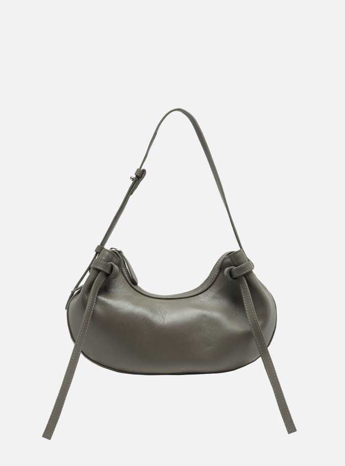 Bolsa Tiracolo Cinza Couro Média Curve Tiras