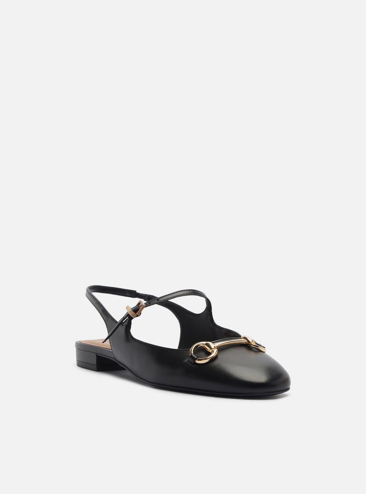 Sapatilha Preta Couro Bico Redondo Bridão Slingback — foto 2