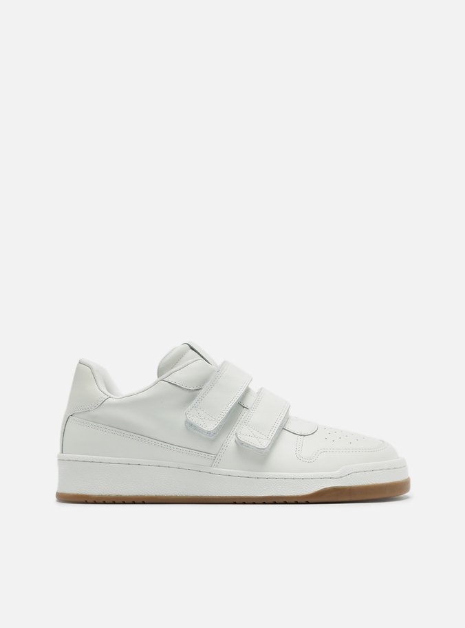 Tênis Slip On Branco Couro Tiras Velcro