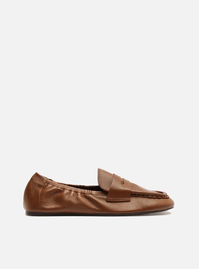 Mocassim Marrom Couro Bico Quadrado Soft