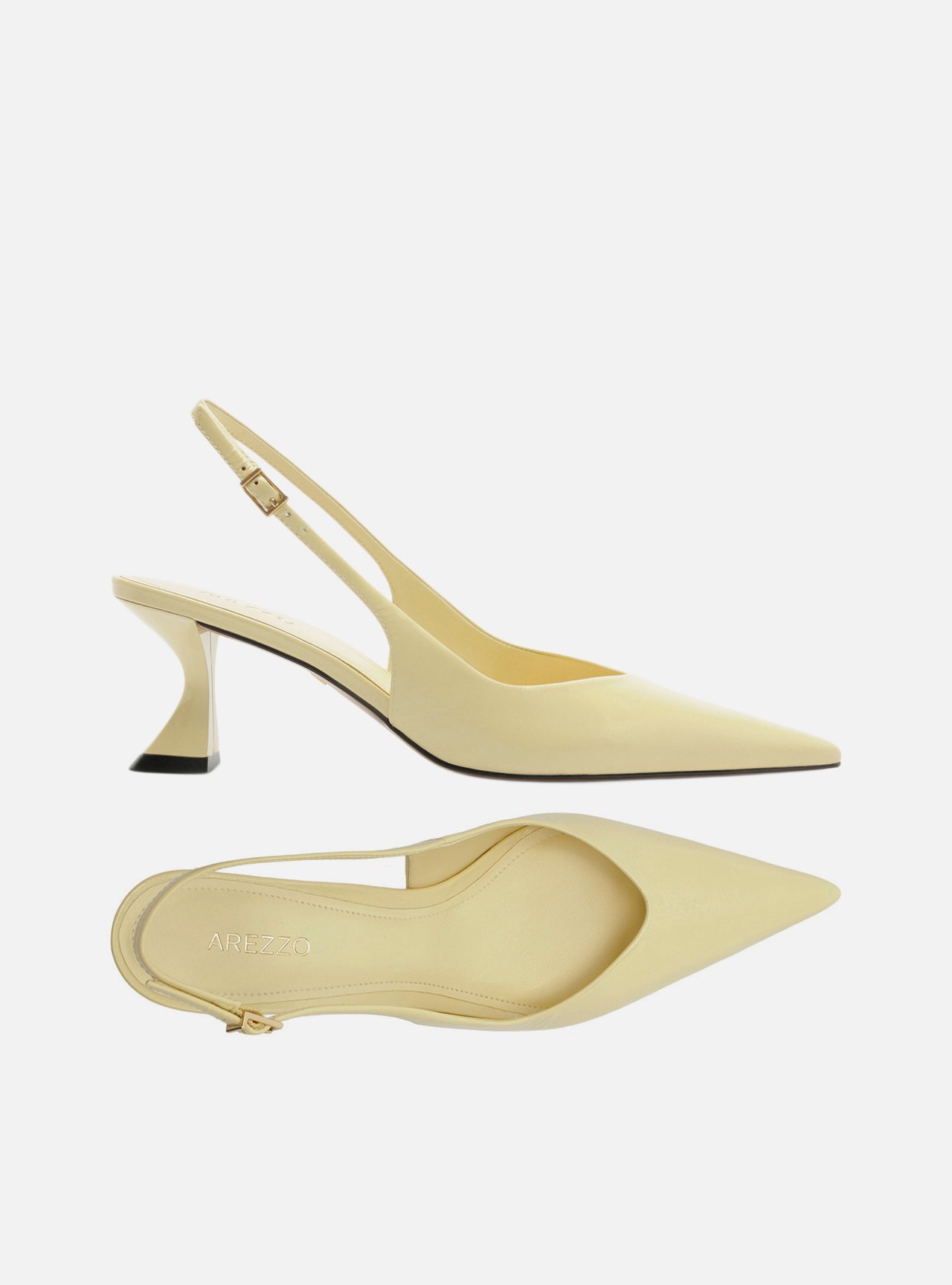 Scarpin Amarela Couro Salto Geométrico Slingback — foto 5