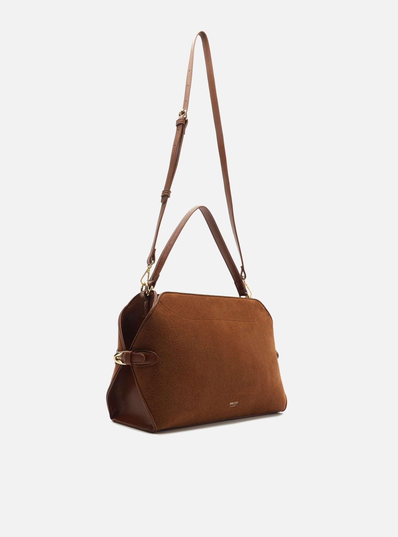 Bolsa Tote Marrom Acamurçada Média Metais — foto 5