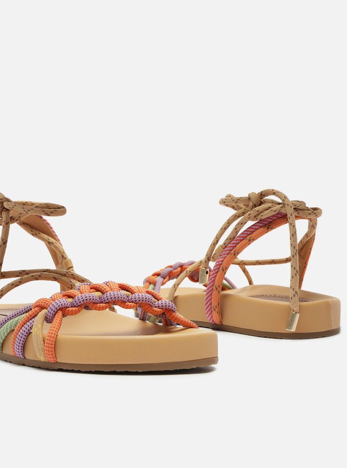 Sandália Papete Nude Flatform Cordão