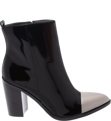 Bota Fall Verniz Preta Biqueira Old Silver