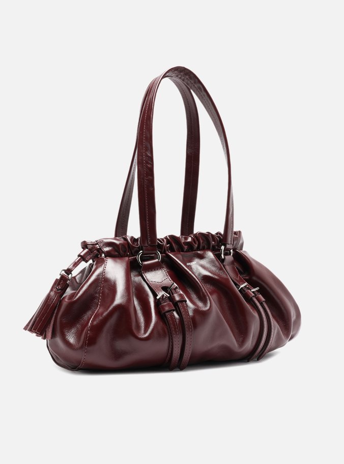 Bolsa Tiracolo Vermelha Couro Grande Fivelas