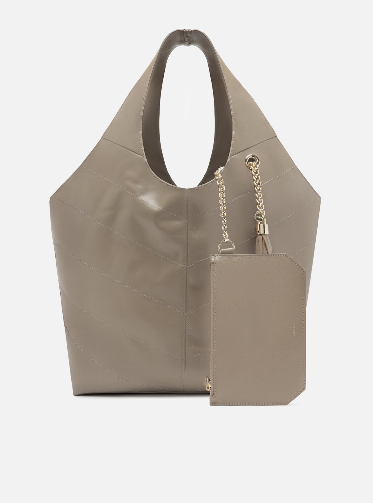 Bolsa Hobo Cinza Couro Ísis Grande — foto 6