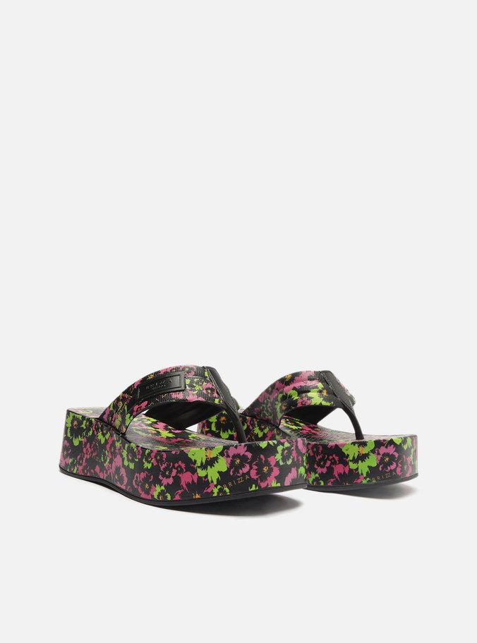 Tamanco Preta Floral Flatform Lulu Brizza