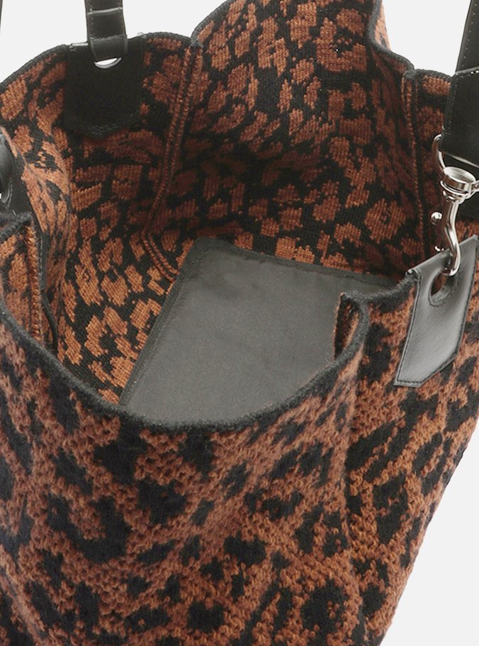 Bolsa Shopping Marrom Crochê Grande Onça