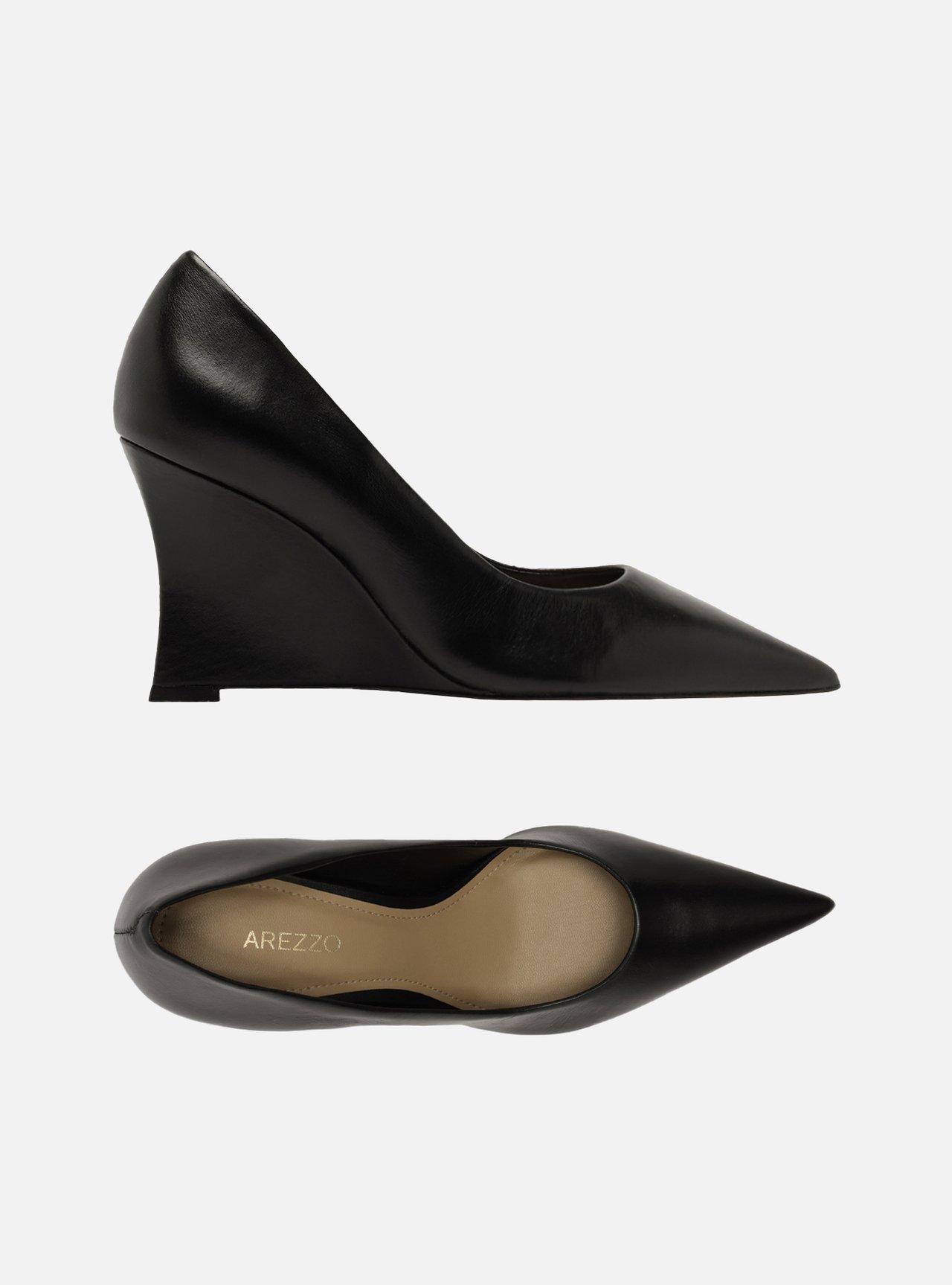 Scarpin Preto Couro Salto Alto Anabela — foto 5