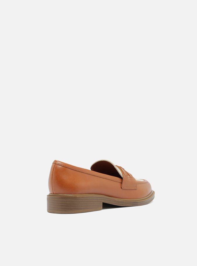 Mocassim Marrom Couro Tira Branco