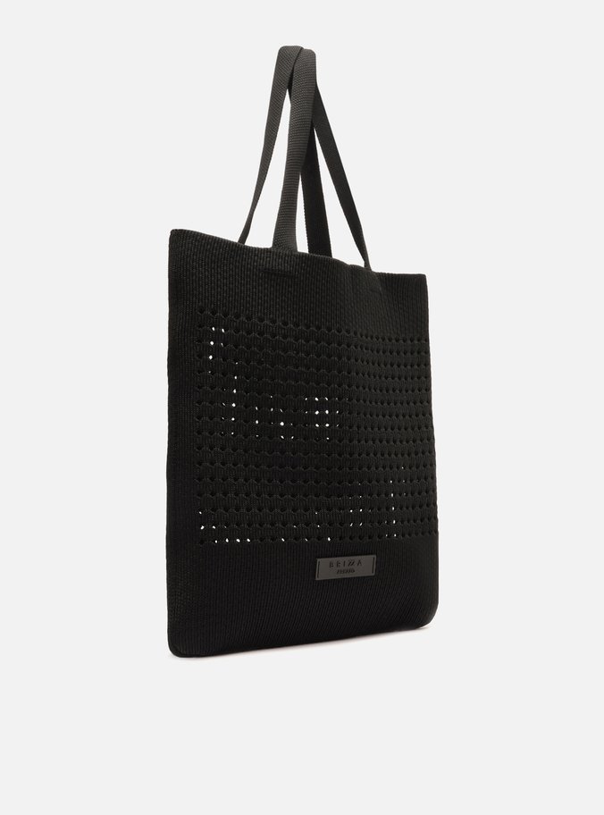 Bolsa Shopping Crochê Preto Grande Brizza