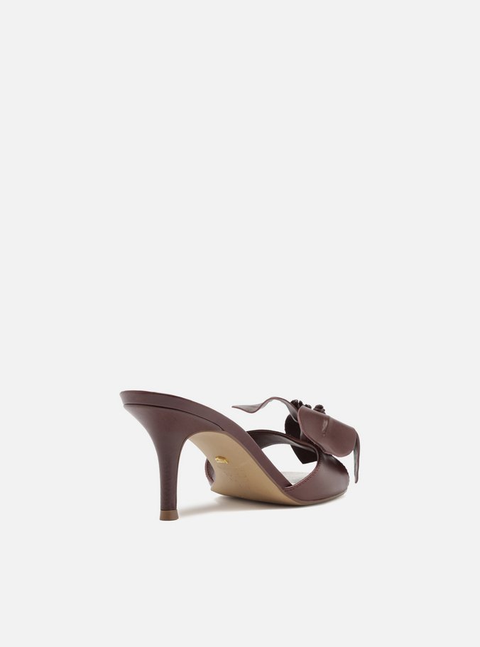 Mule Vermelha Couro Salto Fino Fiori