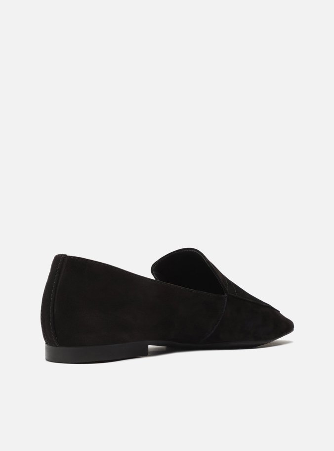 Mocassim Preto Nobuck Bico Quadrado Costuras