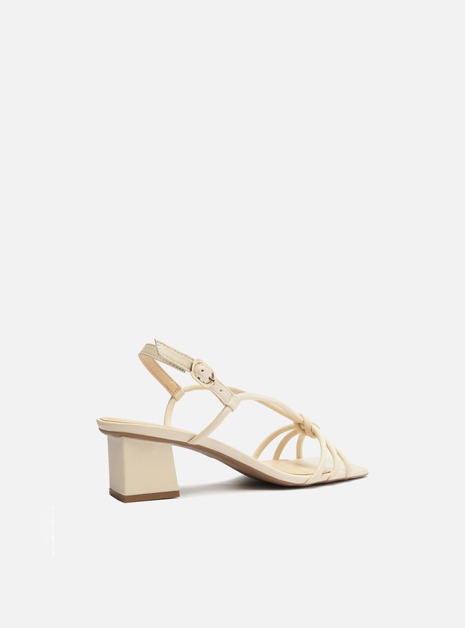 Sandália Off-White Salto Bloco Quadrado Tiras