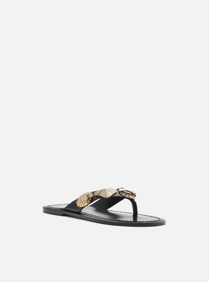 Rasteira Preta Flip Flop Metais