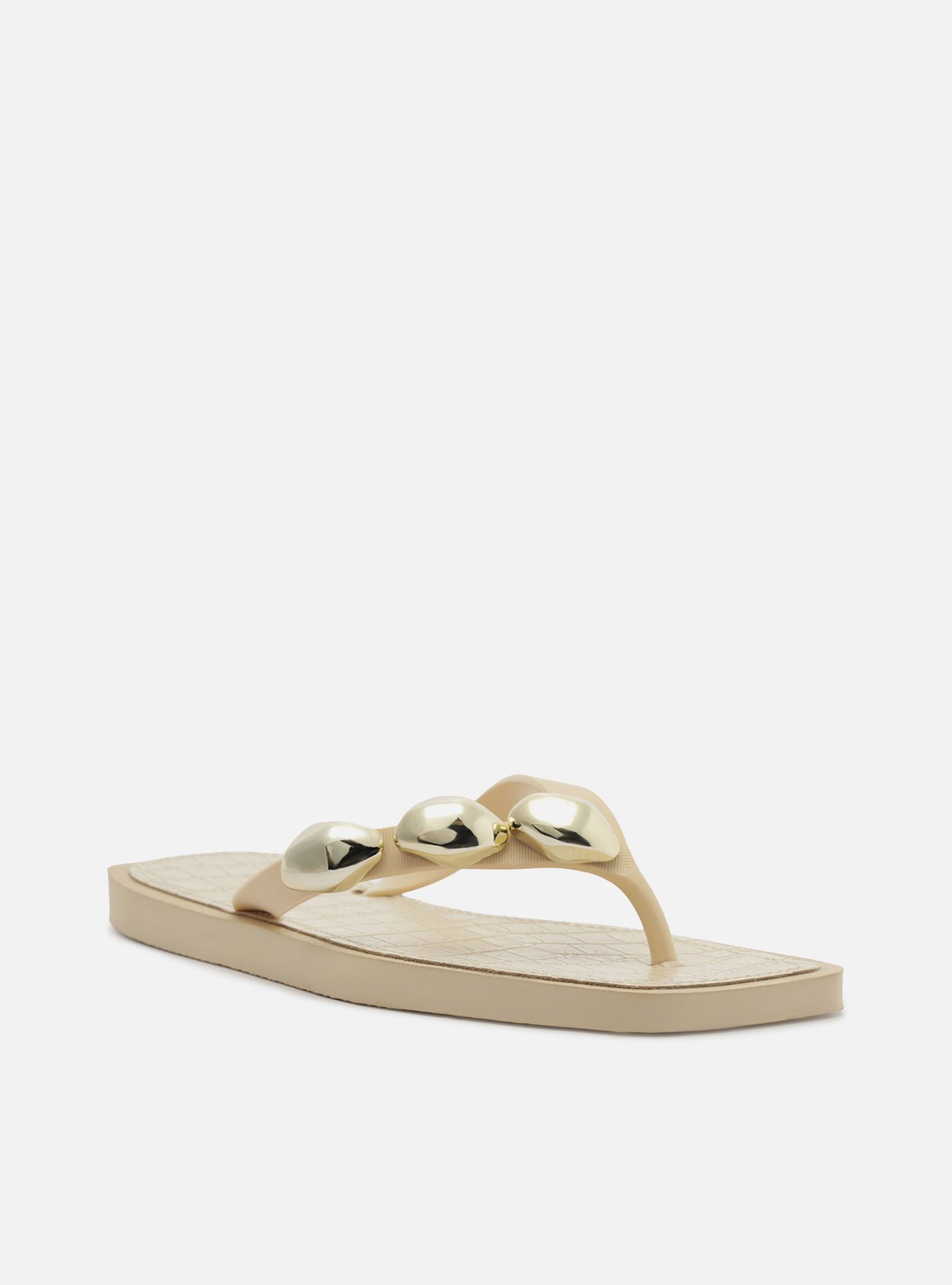 Chinelo de Dedo Branco Croco Square Metais — foto 2
