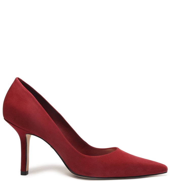 Scarpin Vermelho Nobuck Salto Fino
