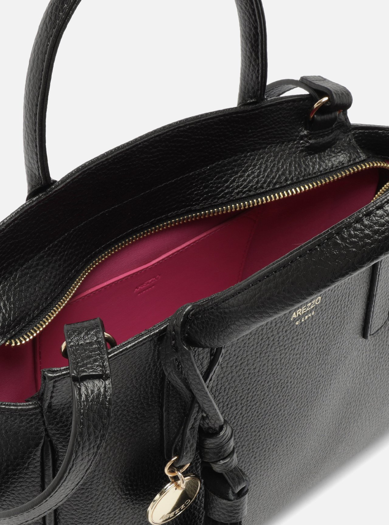 Bolsa Tote Preta Textura Grande Charms — foto 4