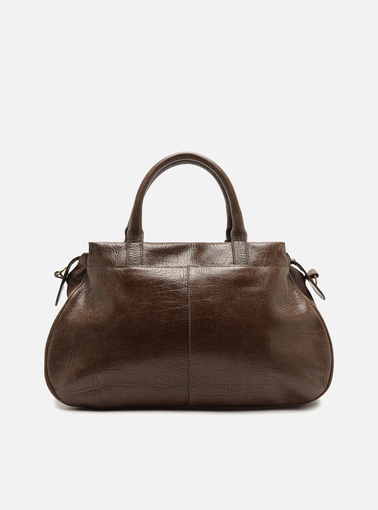 Bolsa Tote Marrom Couro Grande Metais — foto 3