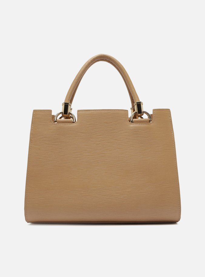 Bolsa Tote Bege Couro Abraccio Grande