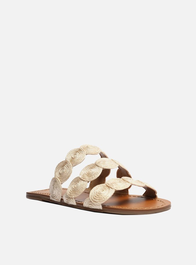 Rasteira Off-White Tiras Bordadas