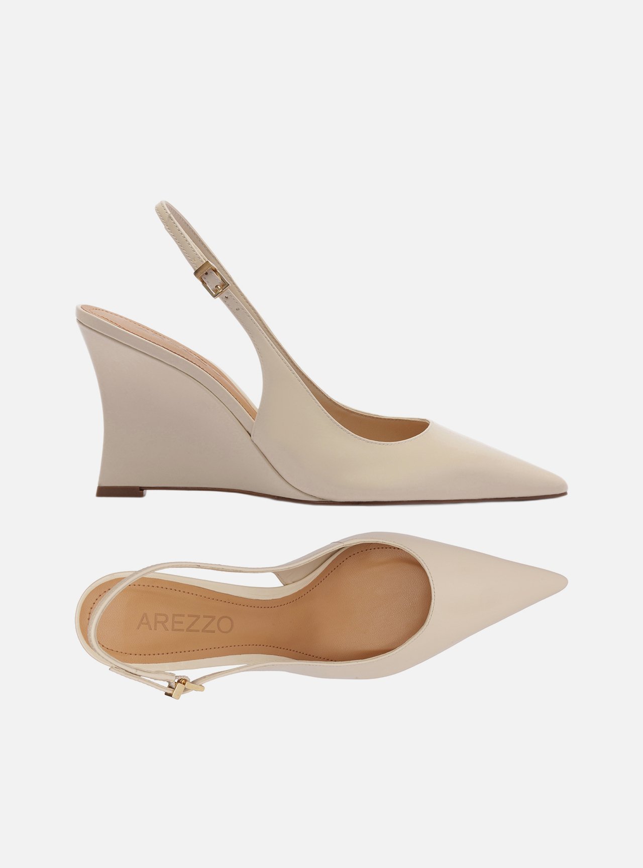 Scarpin Off White Couro Salto Alto Anabela Slingback — foto 5