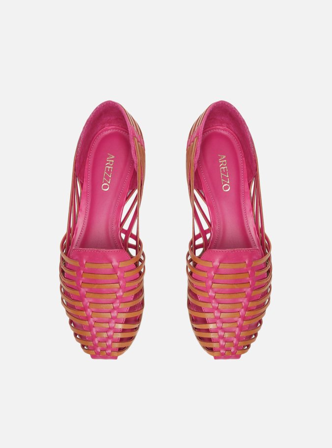 Sapatilha Rosa Couro Tiras Maia