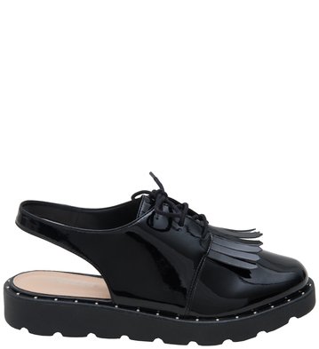 Oxford Preto Open Verniz Franjas
