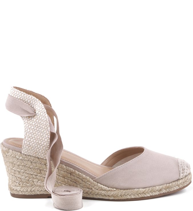 Espadrille Lace Up Lona Areia