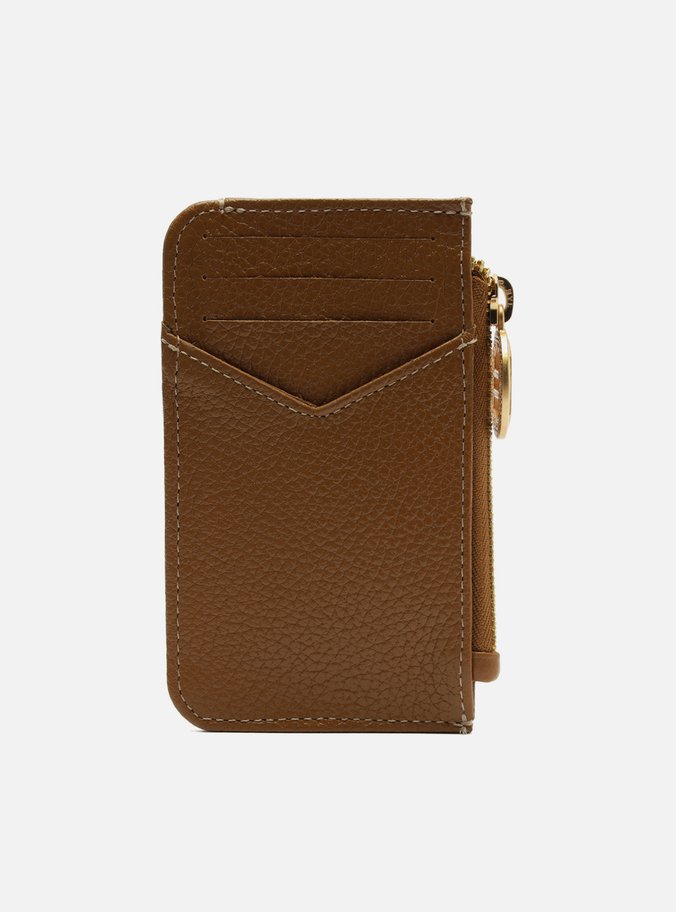 Porta-Cartão Caramelo Couro Bolso Zíper