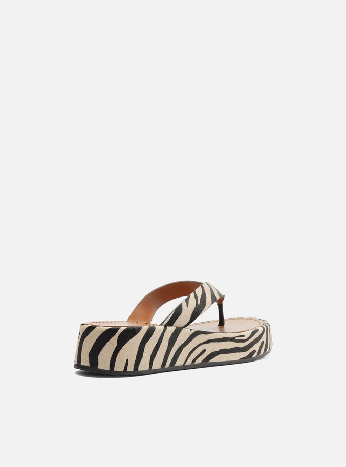 Tamanco Animal Print Flatform Thong