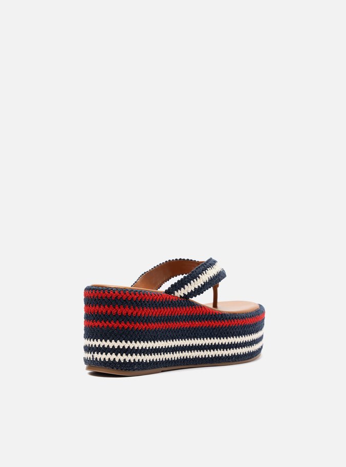 Tamanco Marrom Flatform Tecido Mix