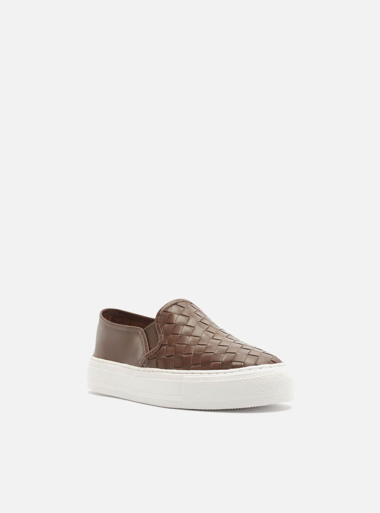 Tênis Marrom Couro Salto Flatform Tressê — foto 2