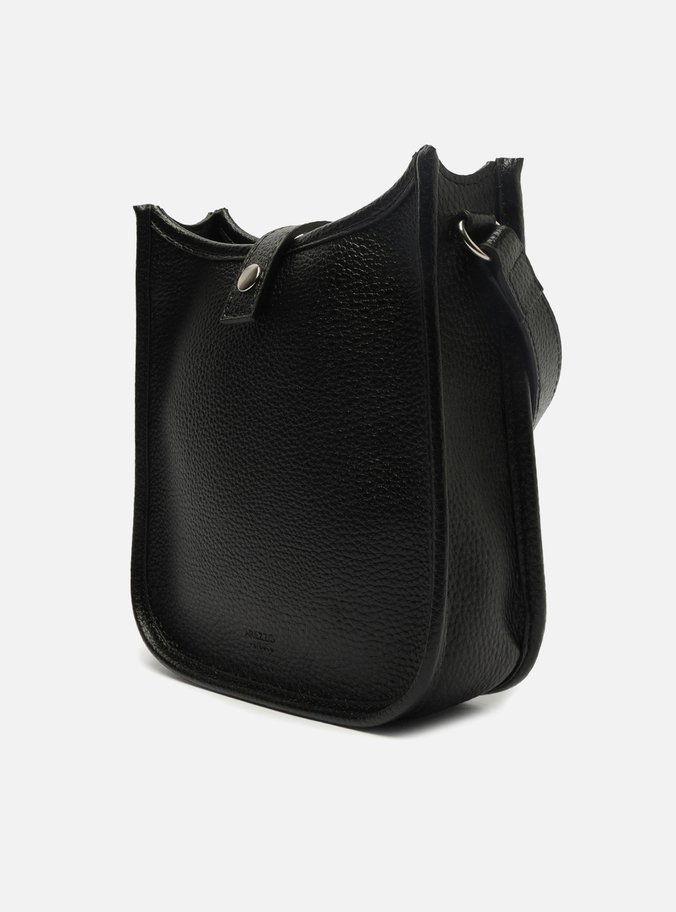 Bolsa Tiracolo Preta Média Logo Perfurado